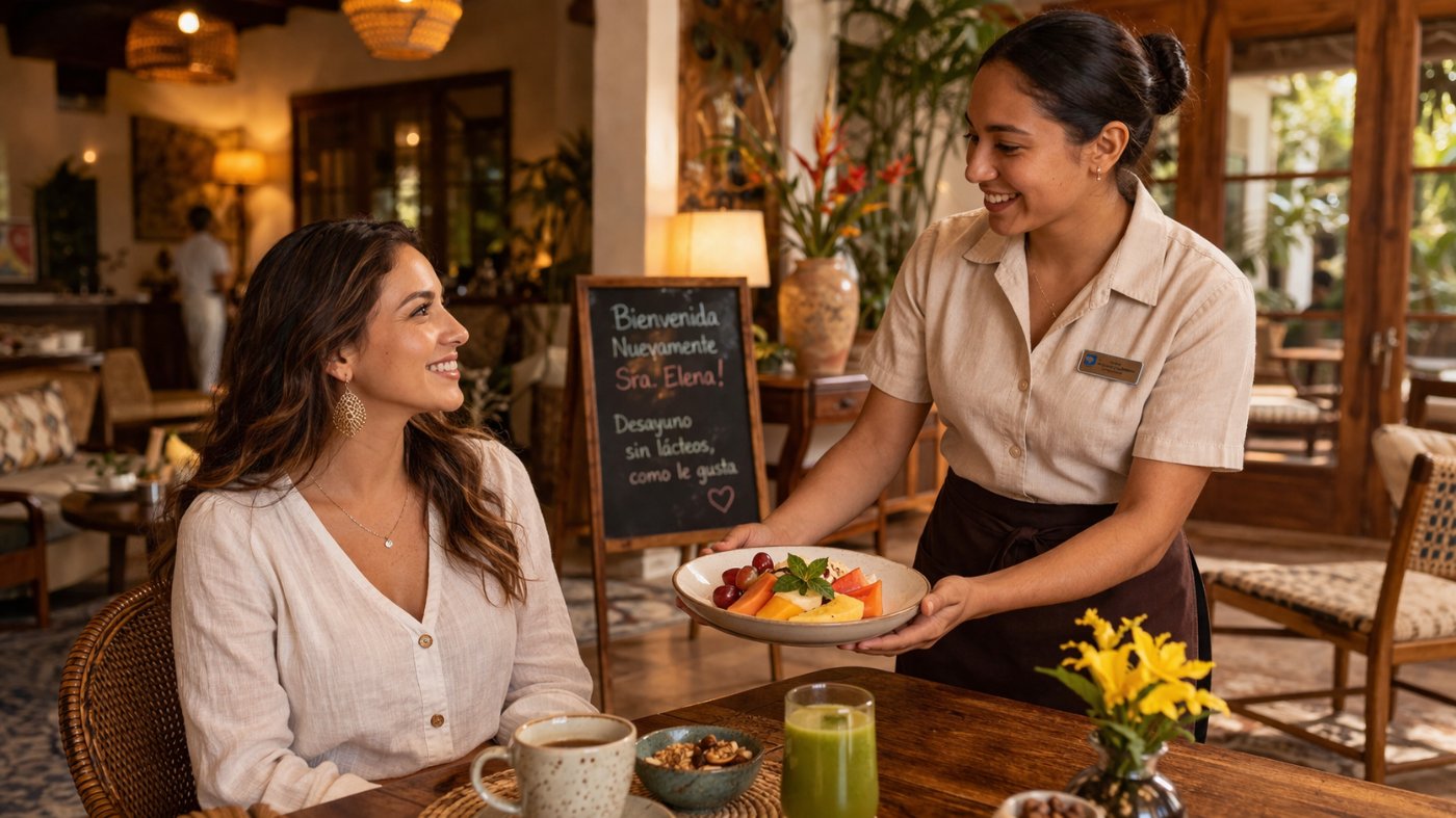 Experiencia del huésped en hotel boutique potenciada por software: servicio personalizado basado en historial y preferencias del CRM