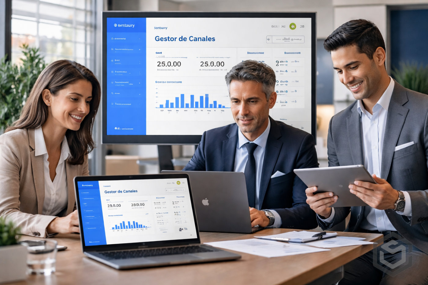 Interfaz moderna de channel manager para hoteles en pantalla digital