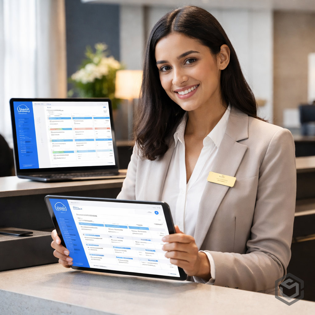 Software hotelero para hoteles pequeños en uso en recepción
