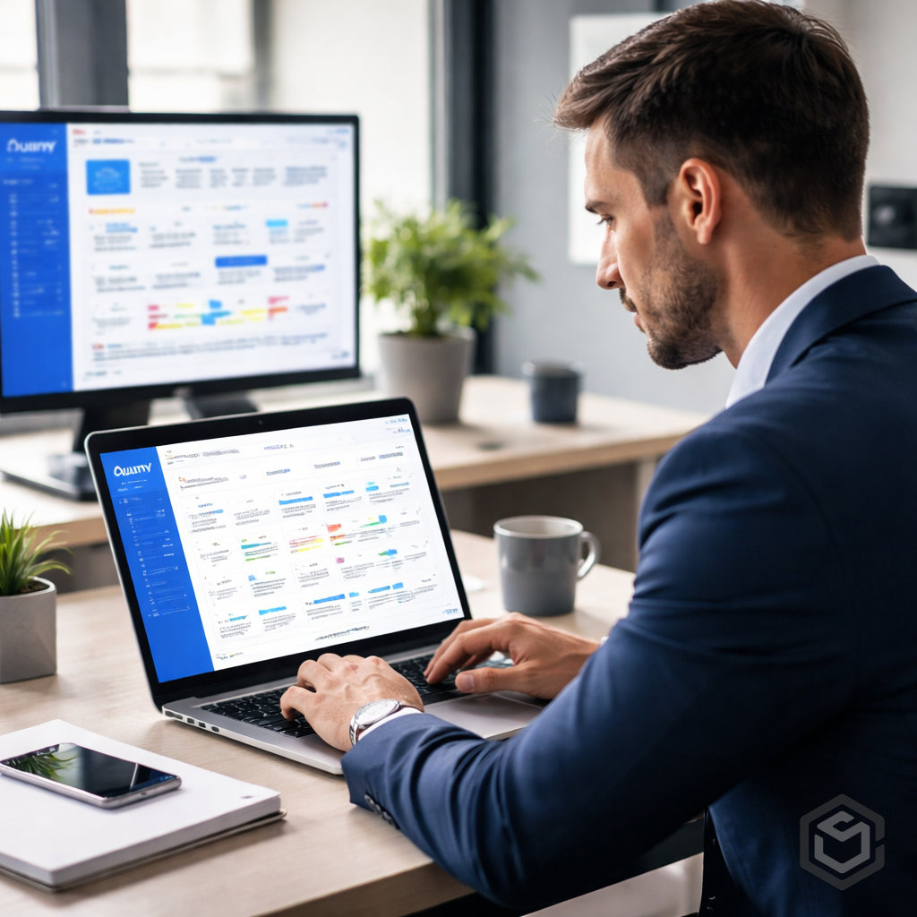 Hotelero optimizando operaciones con software de automatización hotelera